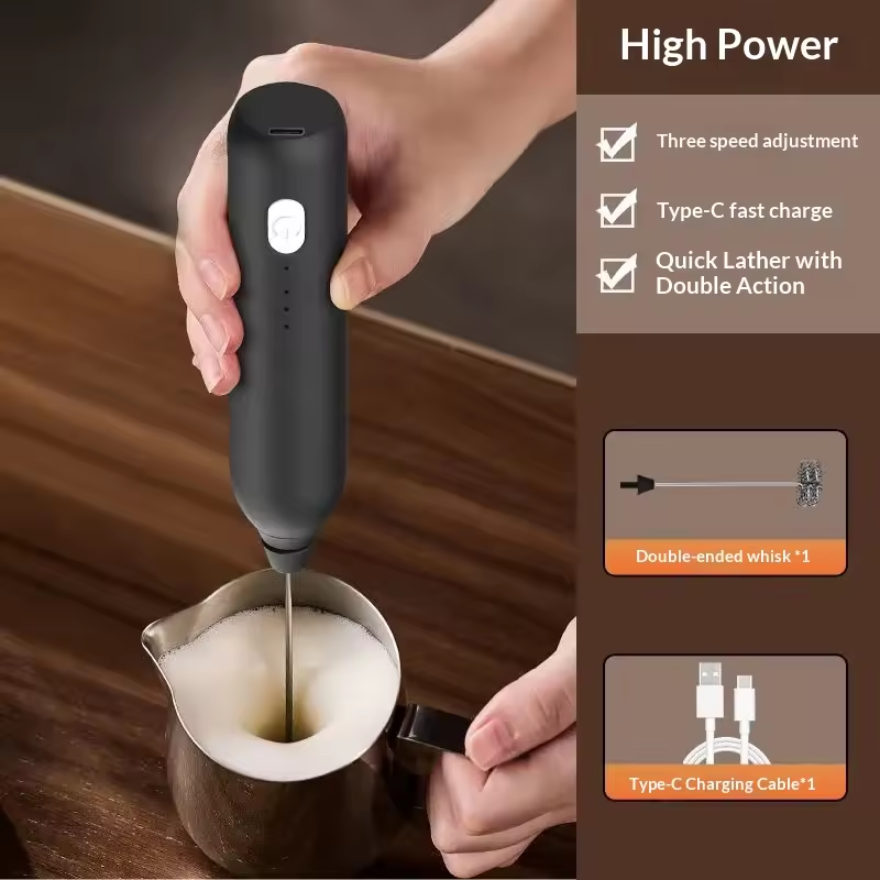Electric Milk Frother & Coffee Beater (Handheld & Rechargeable)