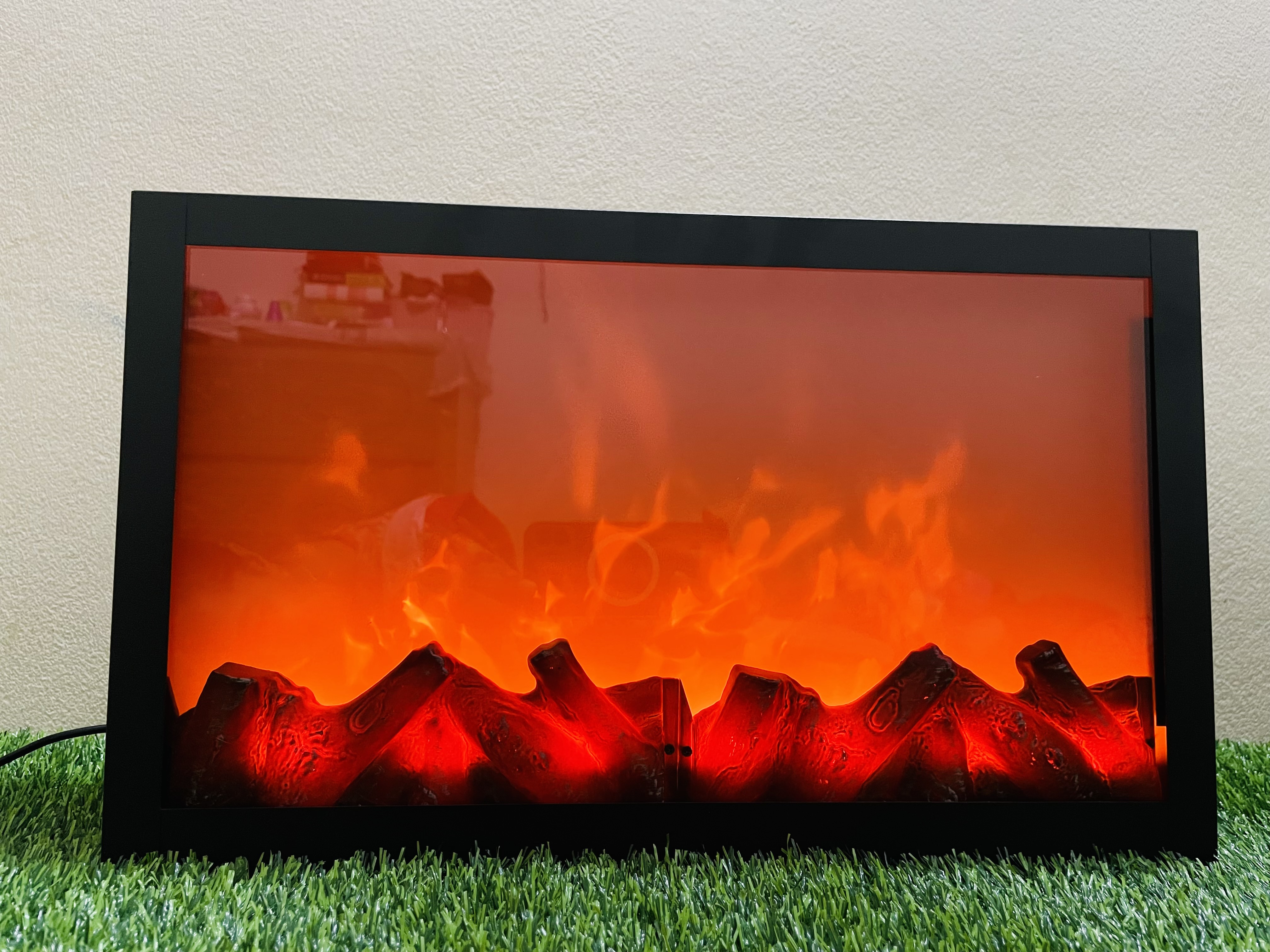 Steel Burning Fire Box LED Modern 3D Artificial Non Heat Dynamic Flame Lighting Home Decor Table Halloween